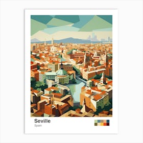 Seville, Spain, Geometric Illustration 2 Poster Art Print