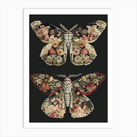 Night Butterflies William Morris Style 10 Art Print