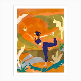 Warm Sunset Yoga Orange Art Print