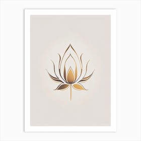Lotus Flower, Buddhist Symbol Retro Minimal 3 Art Print