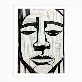 Contrasting Lines Face Portrait Art Print