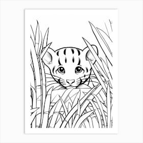 Line Art Jungle Animal Ocelot 3 Art Print