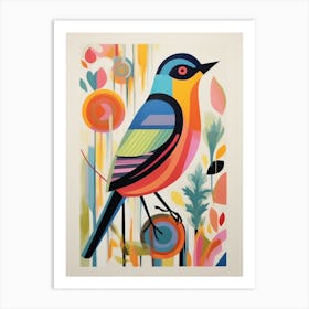 Colourful Scandi Bird Robin 1 Art Print