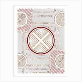 Geometric Abstract Glyph in Festive Gold Silver and Red n.0034 Art Print