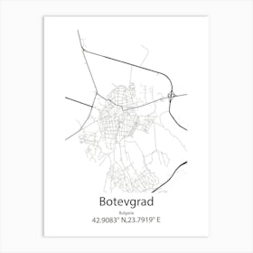 Botevgrad,Bulgaria Minimalist Map Art Print