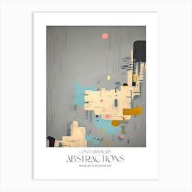 Pink Pop And Grey Painting Abstract Exhibition Poster Art Print