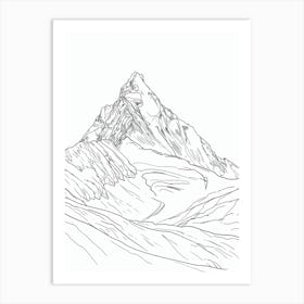 Mount Logan Canada Line Drawing 3 Art Print