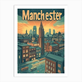 Aihrgdesign A Mid Century Modern Travel Poster For Manchester 3 Art Print