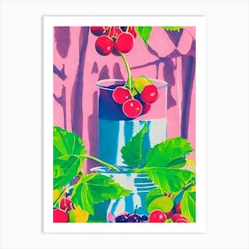 Barbados Cherry Risograph Retro Poster Fruit Art Print