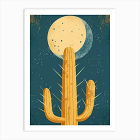 Moon Cactus Minimalist Abstract Illustration 2 Art Print