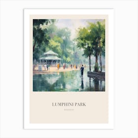 Lumphini Park Bangkok Thailand Vintage Cezanne Inspired Poster Art Print