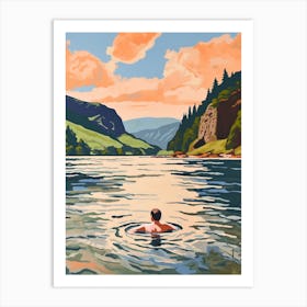 Wild Swimming At Loch Achray Scotland 1 Art Print