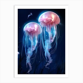 Moon Jellyfish Neon 2 Art Print