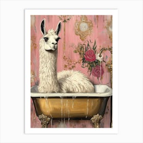 Llama's Bath Time Art Print