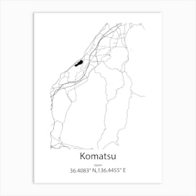 Komatsu,Japan Minimalist Map Art Print