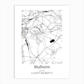 Mulheim,Germany Minimalist Map Art Print