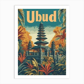 Aihrgdesign A Classic 1960s Travel Poster For Ubud 4 Art Print