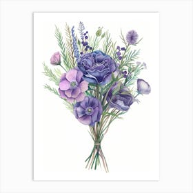 Watercolor Flowers Bouquet 1 Art Print