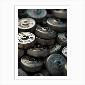 Close Up Of A Pile Of Metal Weights Art Print