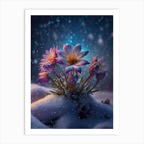 Lotus Flower In The Snow Art Print