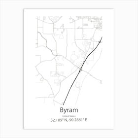 Byram,United States Minimalist Map Art Print