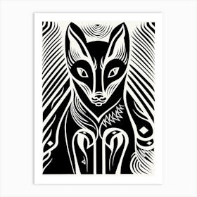 Linocut Fox Illustration 4  Art Print