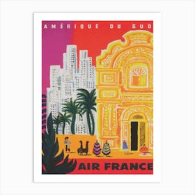 South America Colorful Vintage Travel Poster Art Print