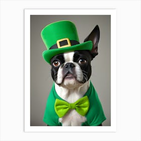 St Patrick'S Day Boston Terrier 1 Art Print