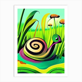 Garden Snail In Wetlands Pop Art Art Print