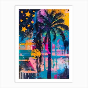 Palm Tree At Night Art Print