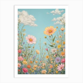 Bright Meadow Of Flowers Art Print