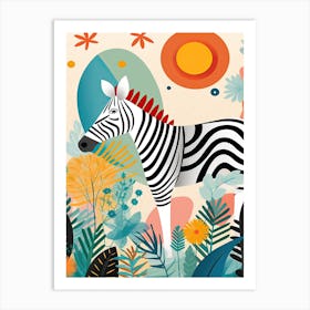 Zebra Jungle Cartoon Illustration 1 Art Print