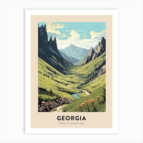 Mestia To Ushguli Trail Georgia 2 Vintage Hiking Travel Poster Art Print