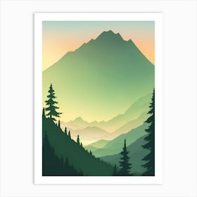 Misty Mountains Vertical Composition In Green Tone 14 Art Print