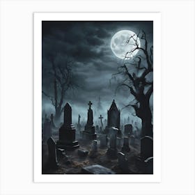 Creepy Trees & Haunted Night, Halloween Wall Decor Art Print