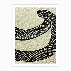 Olive Sea Snake Linocut Art Print