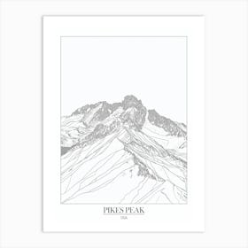 Pikes Peak Usa Line Drawing 7 Poster Art Print