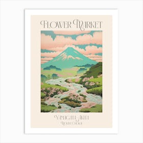 Flower Market Mount Chokai In Yamagata Akita Japanese Landscape 4 Poster Art Print