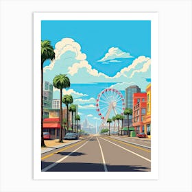 Myrtle Beach South Carolina, Usa, Flat Illustration 4 Art Print