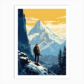 Mountaineer In The Mountains Art Print