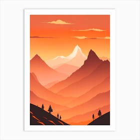 Misty Mountains Vertical Composition In Orange Tone 32 Art Print