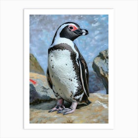 African Penguin Cuverville Island Oil Painting 3 Art Print