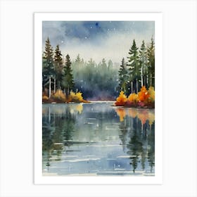 Watercolor Of A Lake 4 Art Print