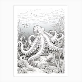 Octopus Detailed Drawing 3 Art Print