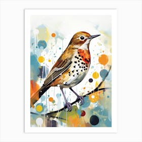 Bird Painting Collage Hermit Thrush 3 Art Print