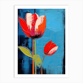 Neo-Expressionist Oasis: Tulips in Basquiat's style Art Print