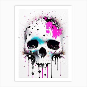 Skull With Splatter Effects Kawaii Art Print