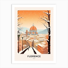 Vintage Winter Travel Poster Florence Italy 3 Art Print