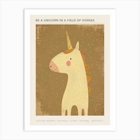Dotted Mocha Pastel Unicorn Poster Art Print