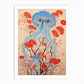 Turritopsis Dohrnii Importal Jellyfish Traditional Japanese Illustration 3 Art Print